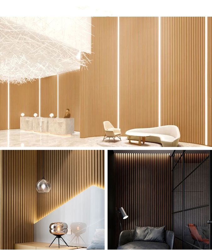 Interni Decorative Wall Boards Pannello di soffitto PVC Rivestito Bambù Fibra Arte Louver Pannelli di sfondo WPC pannello di ardesia a piatto