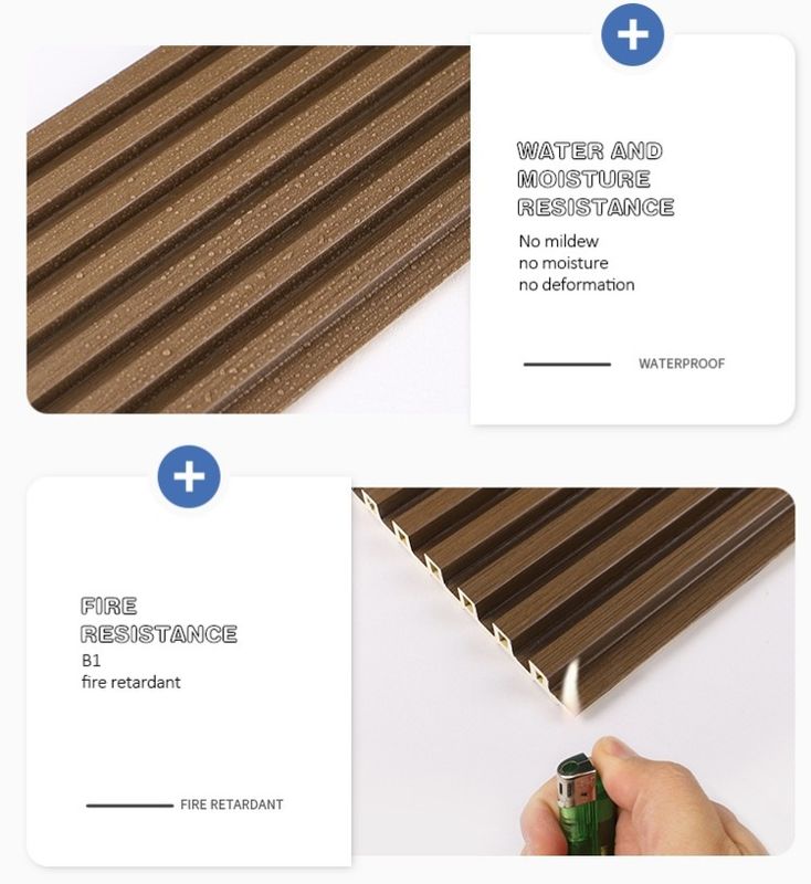 Decorazione interna In legno Colore Efficienza energetica Antimeteore Antigraffi Pannello da parete WPC Effetti 3D