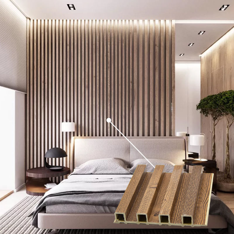 Ecologico pannello a parete Wpc a flute per uso interno rivestimento a parete Wpc decorazione degli interni legno alternativo