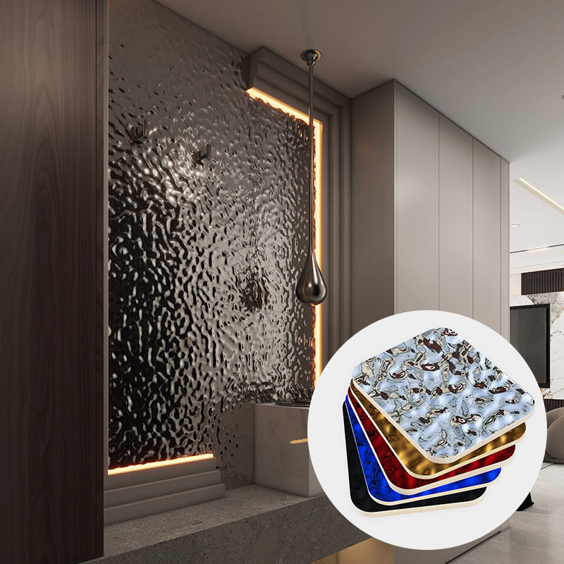 Bambù Carbone di legna Acqua ondulata Legno Veneer Plate Carbonio Piastra cristallina Bambù Legno Fibra di Parete pannello