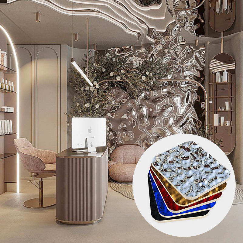 Bambù Carbone di legna Acqua ondulata Legno Veneer Plate Carbonio Piastra cristallina Bambù Legno Fibra di Parete pannello