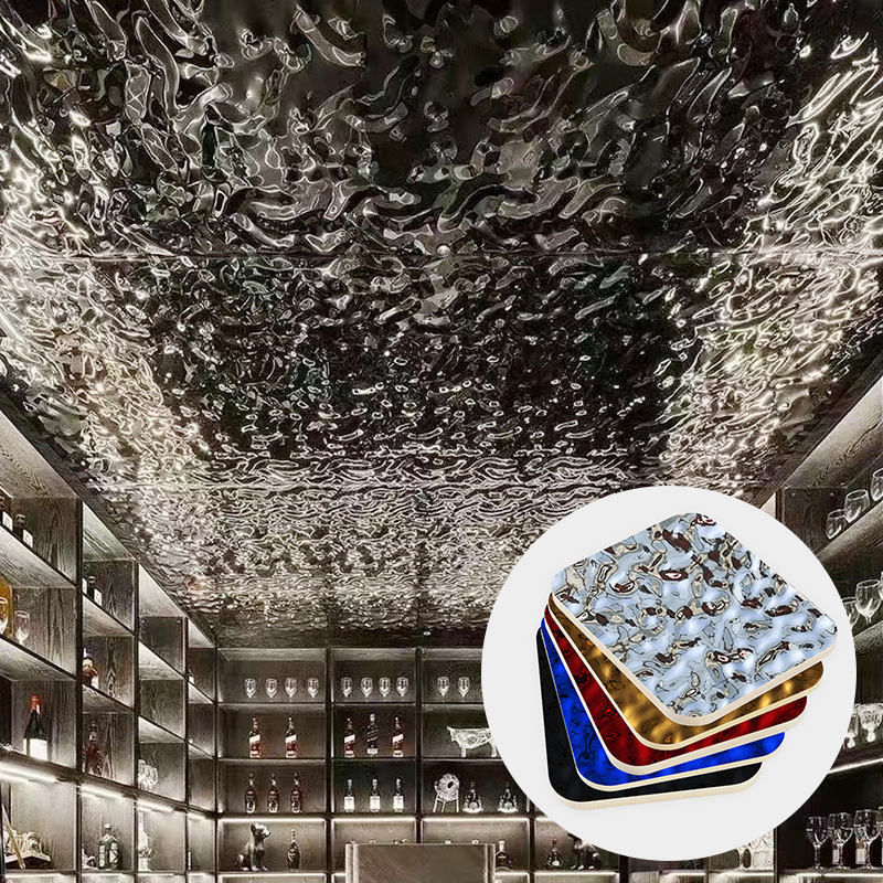 Bambù Carbone di legna Acqua ondulata Legno Veneer Plate Carbonio Piastra cristallina Bambù Legno Fibra di Parete pannello