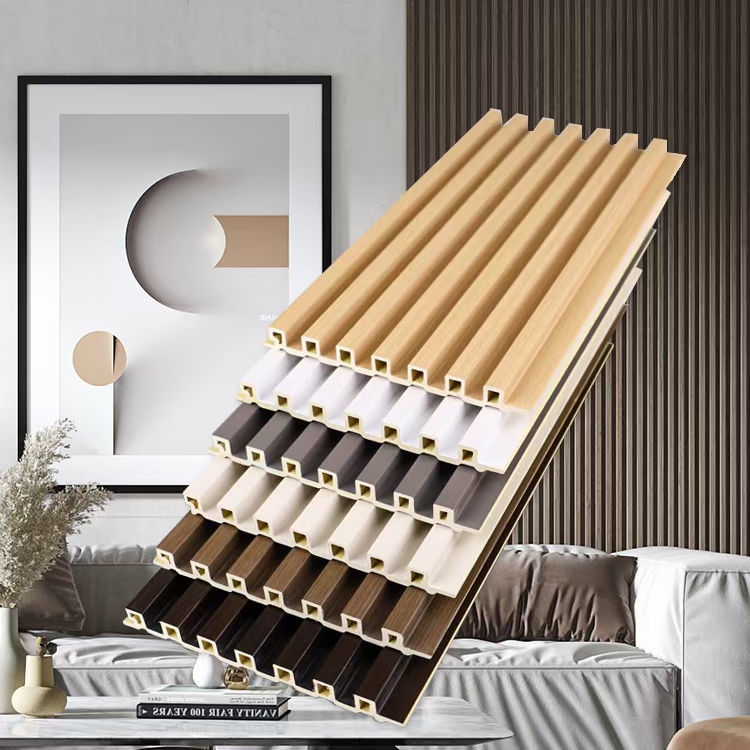 Wpc pannello di parete Decorazione d'interni Tavole di interni Legno Plastica composito Wpc Pvc pannelli di parete Wpc pannello di parete a fluturo scanalatura nera