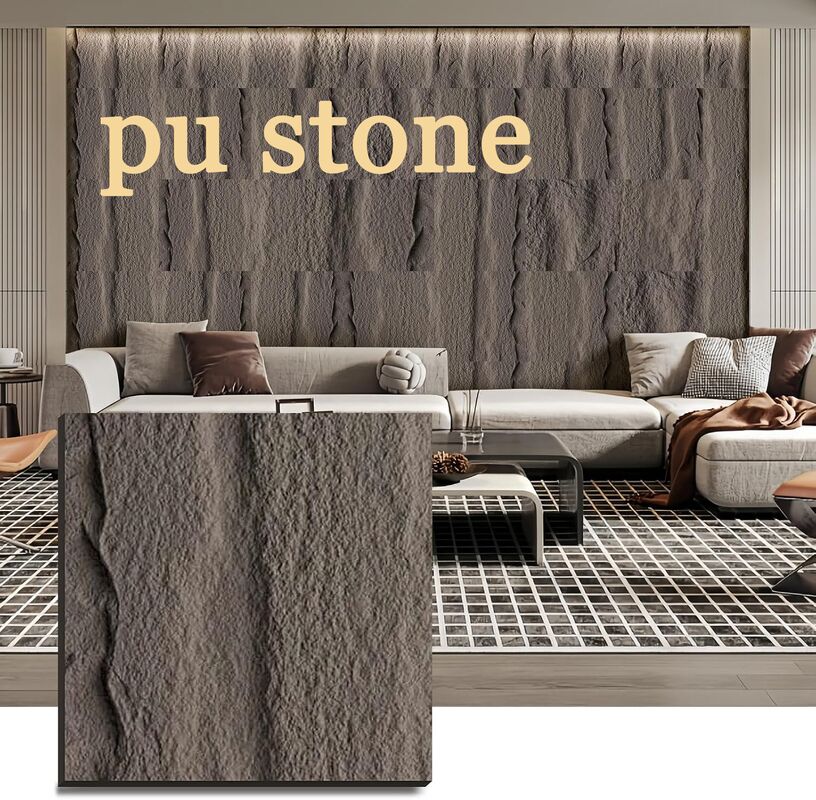 Fabbrica Pu Stone Wall Panel Pu Faux Stone Panels Funghi Look 1200x600mm Indoor Interior Decorative Panel Funghi Deco Parete