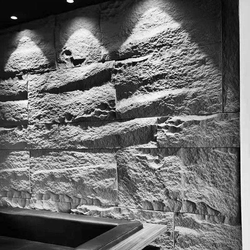3D Fux Stone Wall Panels PU Wainscoting Panel per la decorazione della parete interna PU Stone Cement Texture Accento più spesso per la decorazione della parete