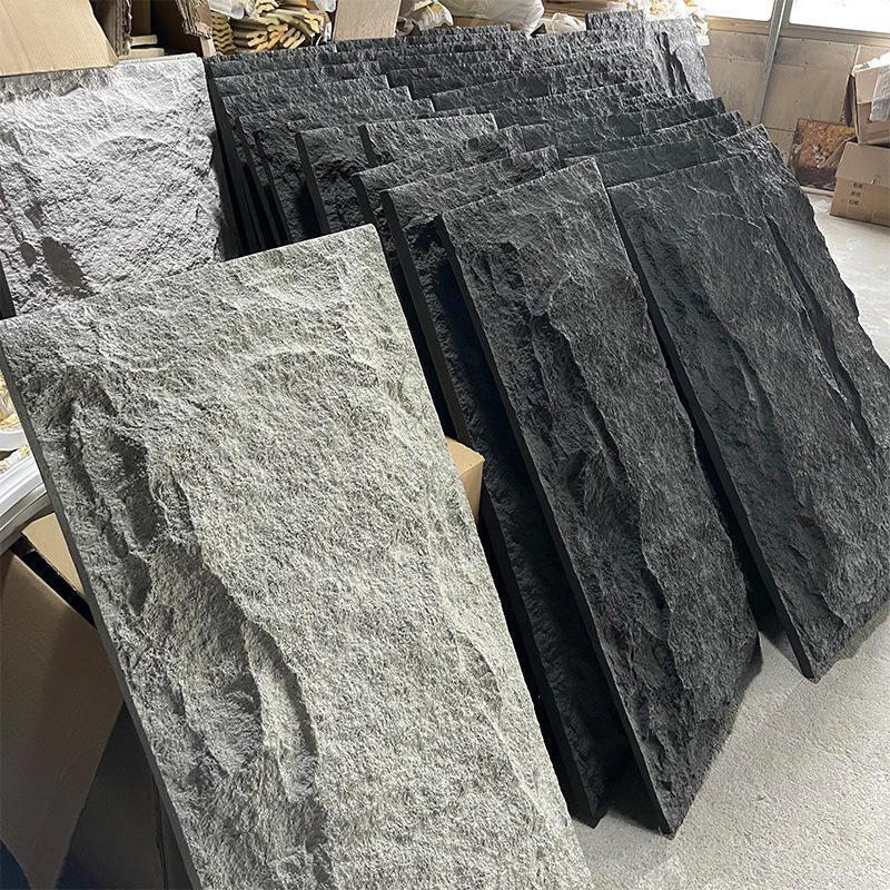 3D Fux Stone Wall Panels PU Wainscoting Panel per la decorazione della parete interna PU Stone Cement Texture Accento più spesso per la decorazione della parete