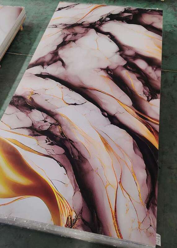 Foglio di marmo UV Moderno pannello da parete in PVC Tavola decorativa alta lucente Plastico per TV Sfondo Interni Casa 1220x2440mm*3mm