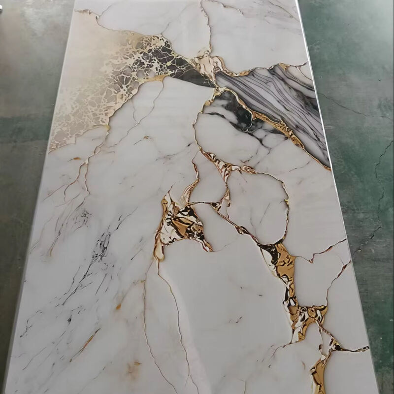 Fabbrica fornitura diretta colore oro all'ingrosso pannello di rivestimento UV PVC flessibile foglio di marmo pannello murario decorativo
