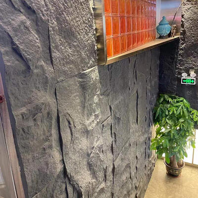 3D Fux Stone Wall Panels PU Wainscoting Panel per la decorazione della parete interna PU Stone Cement Texture Accento più spesso per la decorazione della parete