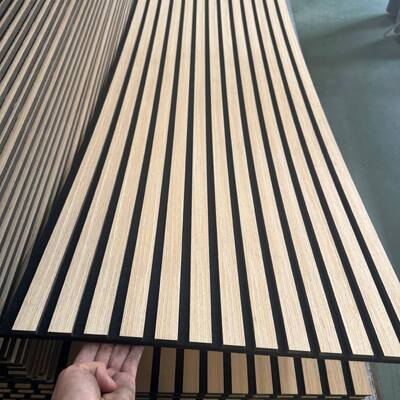 qualità MDF pannello acustico griglia pannello murario insonorizzante pannello murario decorativo in legno in ardesia 3D design leggero riduzione del rumore uso interno fabbrica